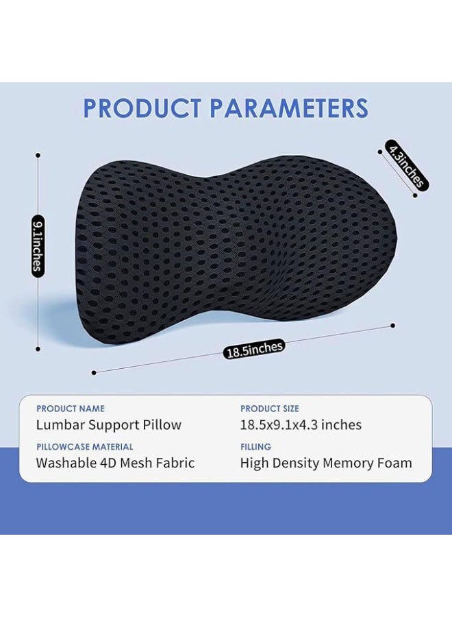 وسادة دعم ظهر إسفنج ذاكرة مريحة – دعم أسفل الظهر غير قابل للانزلاق للكرسي، السيارة، الكنبة والسرير لتخفيف الألم وتحسين الوضعية - Image 4